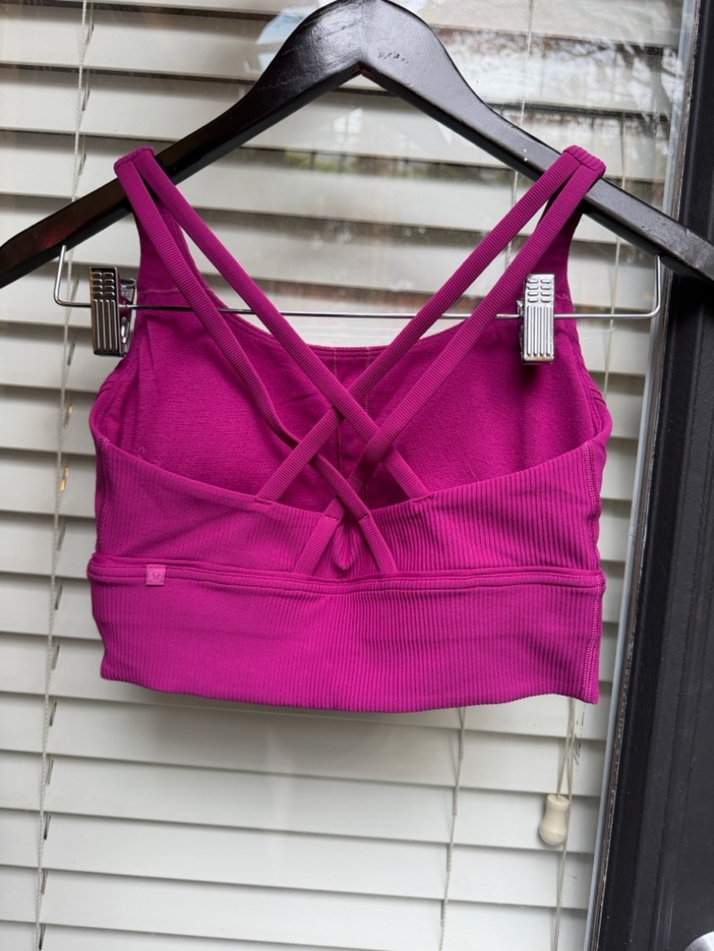 Lululemon Energy Bra Long Line Ribbed, B–D Cup Med Support Deep Fuchsia, Magenta